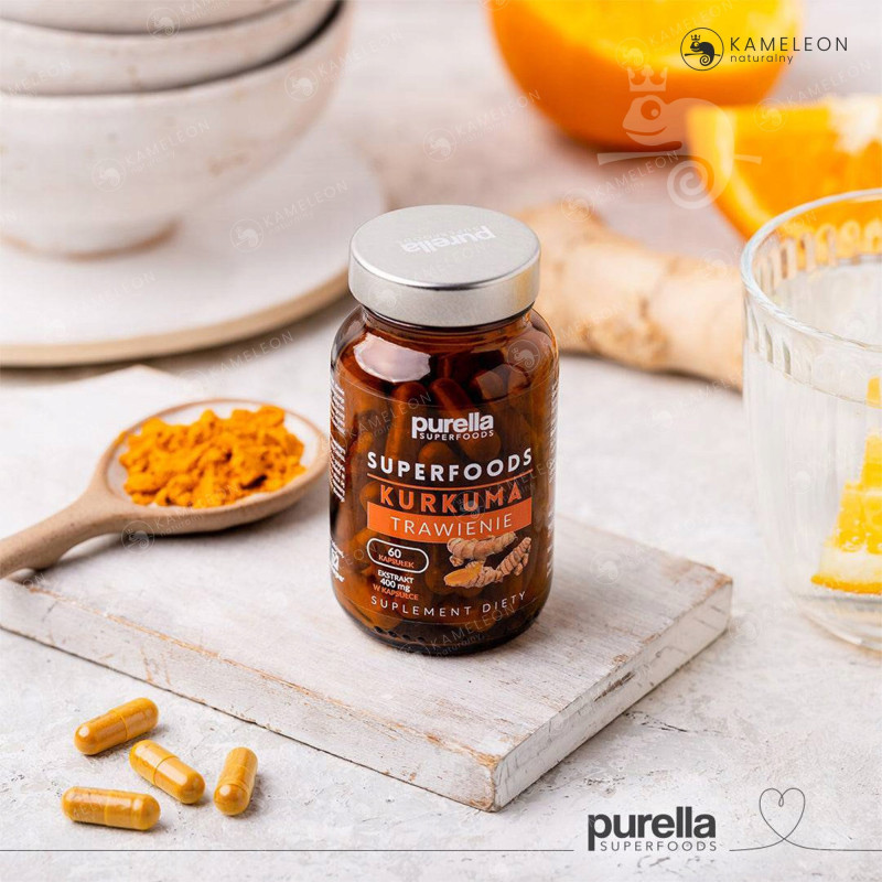 PURELLA Superfoods KURKUMA 60 kaspsułek wsparcie: TRAWIENIE i ODPORNOŚĆ