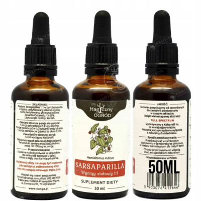 SARSAPARILLA NALEWKA 50ml NANGA wsparcie: UKŁAD NERWOWY STAWY ODTRUWANIE