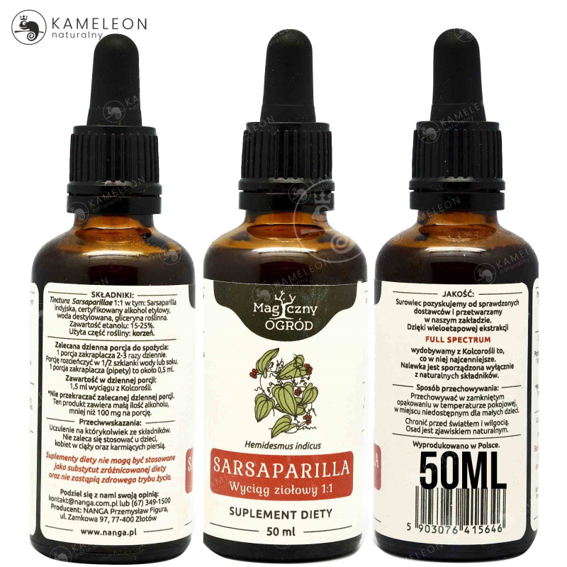 SARSAPARILLA NALEWKA 50ml NANGA wsparcie: UKŁAD NERWOWY STAWY ODTRUWANIE