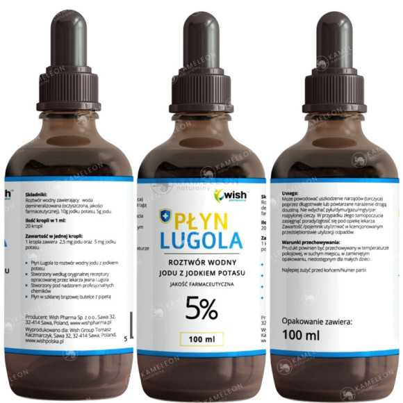 WISH PŁYN LUGOLA 5% czysty JOD JODEK POTASU 100ml WISH PŁYN LUGOLA 5% czysty JOD JODEK POTASU 100ml