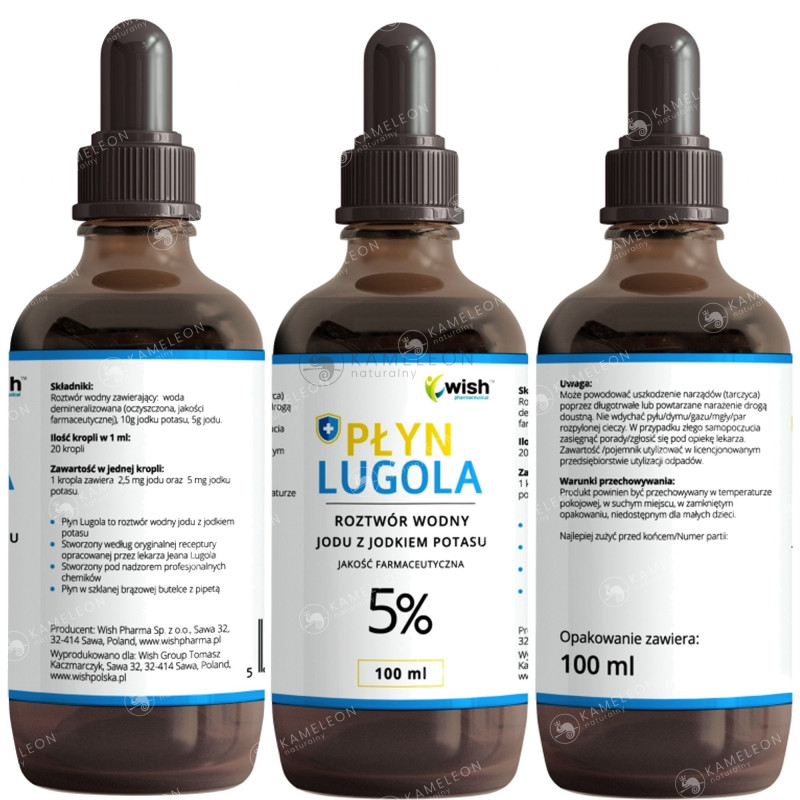 WISH PŁYN LUGOLA 5% czysty JOD JODEK POTASU 100ml