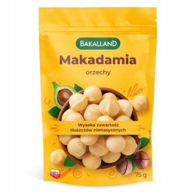 BAKALLAND ORZECHY MAKADAMIA łuskane 75g tłuszcz