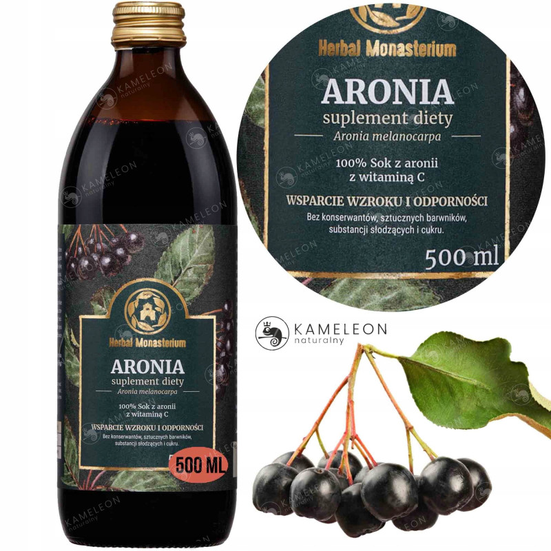 HERBAL MONASTERIUM SOK z ARONII ARONIA 500ml wsparcie: ODPORNOŚC U.KRĄŻENIA