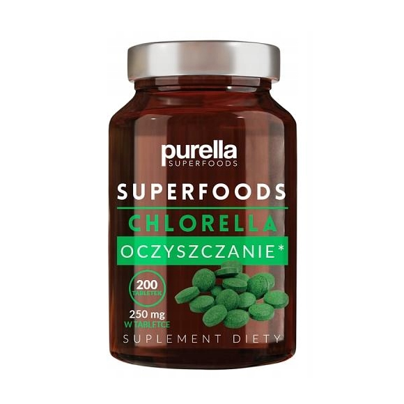 CHLORELLA PURELLA superfoods 200 tabletek 250mg wsparcie
