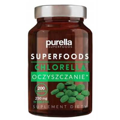 CHLORELLA PURELLA superfoods 200 tabletek 250mg wsparcie