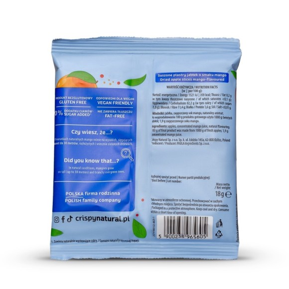 CRISPY NATURAL - Jabłko suszone o smaku mango 18g / nr04