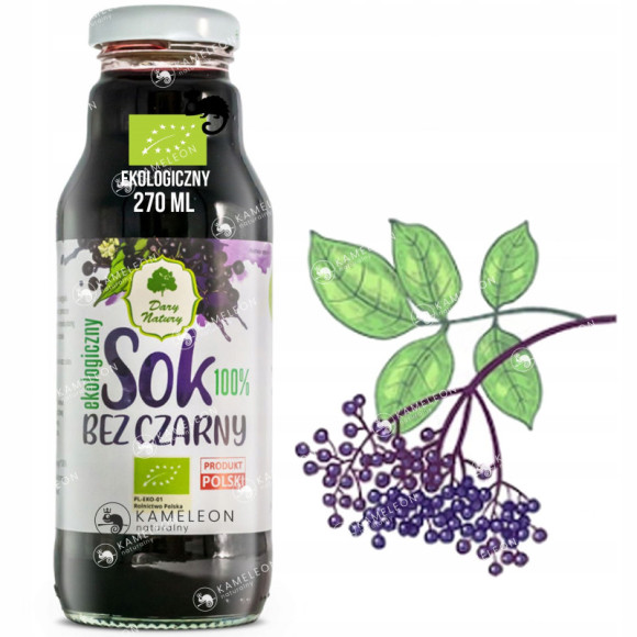 SOK z CZARNEGO BZU CZARNY BEZ eko 270ml DARY NATURY wsparcie PRZEZIĘBIENIE SOK z CZARNEGO BZU CZARNY BEZ eko 270ml DARY NATURY wsparcie PRZEZIĘBIENIE