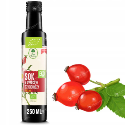SOK Z OWOCÓW DZIKIEJ RÓŻY EKO ekologiczny 250ml BOMBA WITAMIN Dary Natury