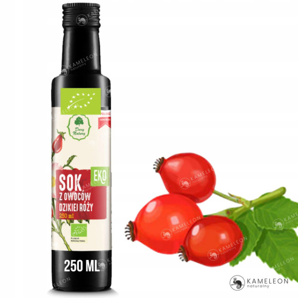 SOK Z OWOCÓW DZIKIEJ RÓŻY EKO ekologiczny 250ml BOMBA WITAMIN Dary Natury SOK Z OWOCÓW DZIKIEJ RÓŻY EKO ekologiczny 250ml BOMBA WITAMIN Dary Natury