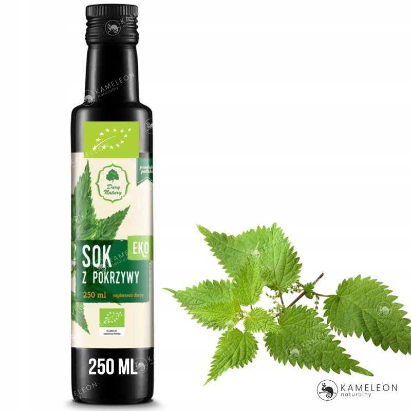 SOK Z POKRZYWY eko 250ml DARY NATURY wsparcie ANEMIA SKÓRA WŁOSY ODPORNOŚĆ
