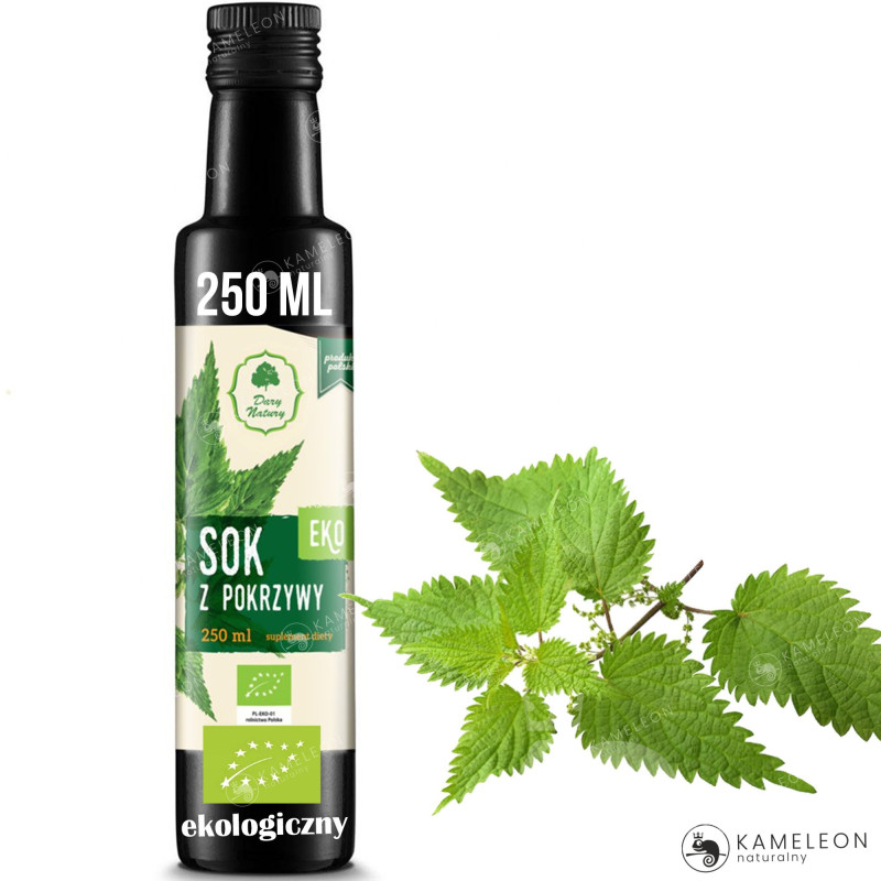 SOK Z POKRZYWY eko 250ml DARY NATURY wsparcie ANEMIA SKÓRA WŁOSY ODPORNOŚĆ