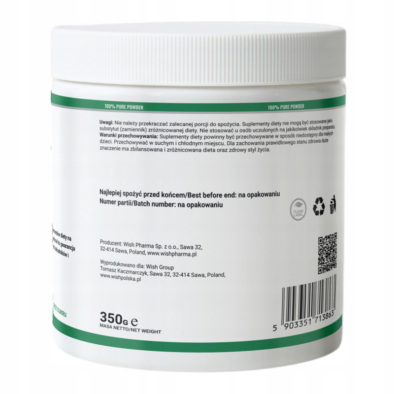 CHLORELLA w proszku 350g WISH pomoc OCZYSZCZENIE ODPORNOŚĆ ŻELAZO 58 porcji