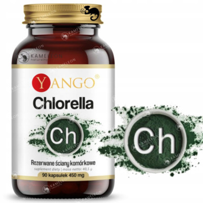 Yango CHLORELLA 450mg rozerwane ściany komórkowe wsparcie: ODPORNOŚĆ 90kps