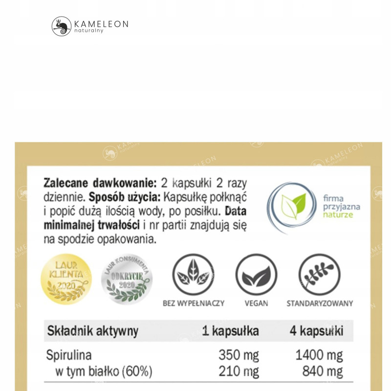 Yango SPIRULINA 440mg 90kaps wsparcie: ODCHUDZANIE ODPORNOŚĆ CHOLESTEROL