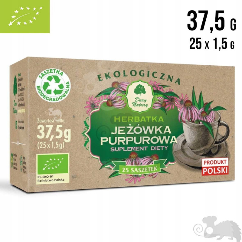 JEŻÓWKA PURPUROWA EKOLOGICZNA eko ziele saszetki 25szt 37G DARY NATURY