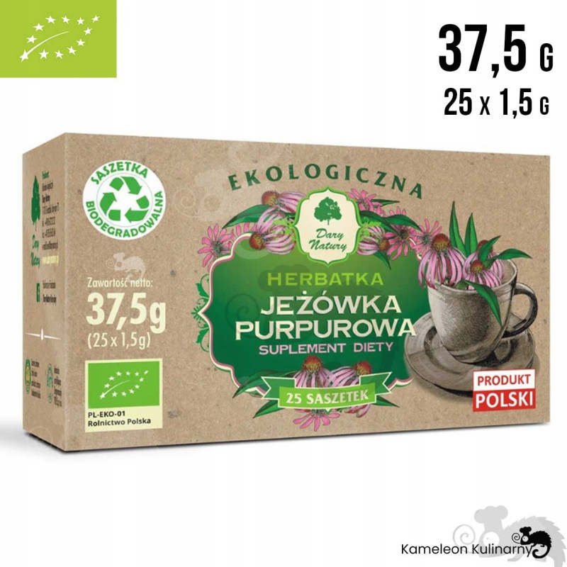 JEŻÓWKA PURPUROWA EKOLOGICZNA eko ziele saszetki 25szt 37G DARY NATURY