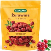 BAKALLAND ŻURAWINA CAŁE OWOCE 200G błonnik pokarm.