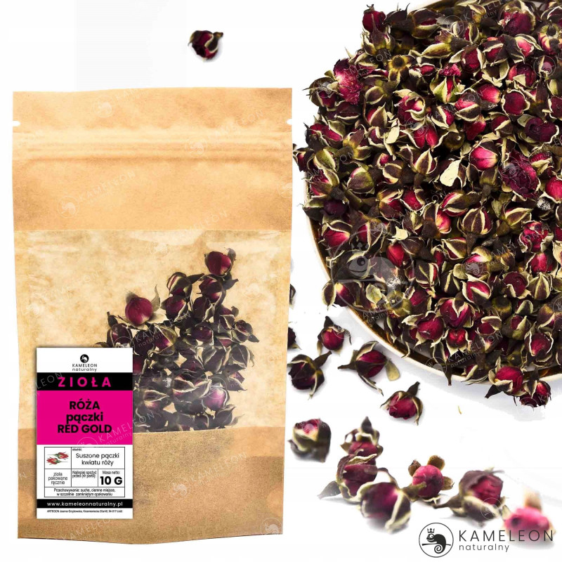 RÓŻA SUSZONE PĄCZKI RÓŻY czerwone red gold 10g