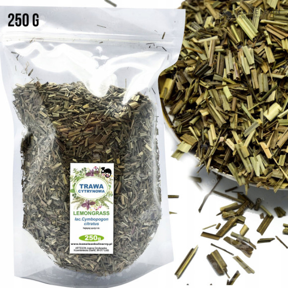 TRAWA CYTRYNOWA suszona cięta lemongrass 250g TRAWA CYTRYNOWA suszona cięta lemongrass 250g