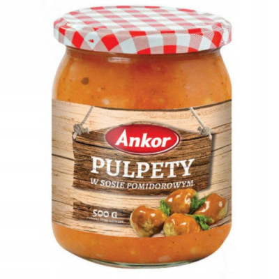 PULPETY W SOSIE POMIDOROWYM 500g 0,5kg ANKOR pulpet DANIE GOTOWE w SŁOIKU