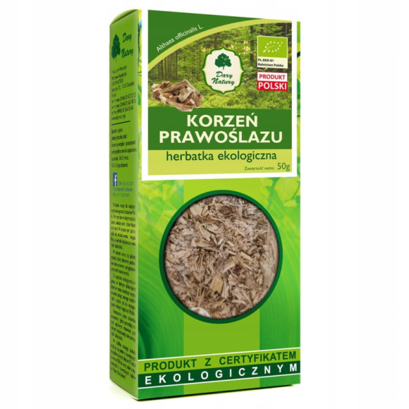 PRAWOŚLAZ KORZEŃ PRAWOŚLAZU eko 50g DARY NATURY właściwości antybakteryjne PRAWOŚLAZ KORZEŃ PRAWOŚLAZU eko 50g DARY NATURY właściwości antybakteryjne