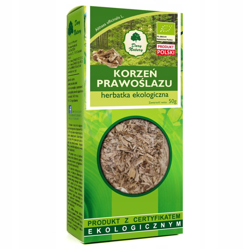 PRAWOŚLAZ KORZEŃ PRAWOŚLAZU eko 50g DARY NATURY właściwości antybakteryjne