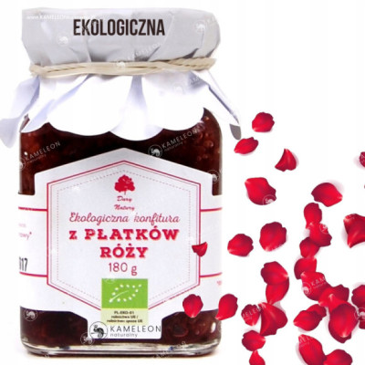KONFITURA Z PŁATKÓW RÓŻY RÓŻANA Z RÓŻY płatki róży eko BIO 180g DARY NATURY