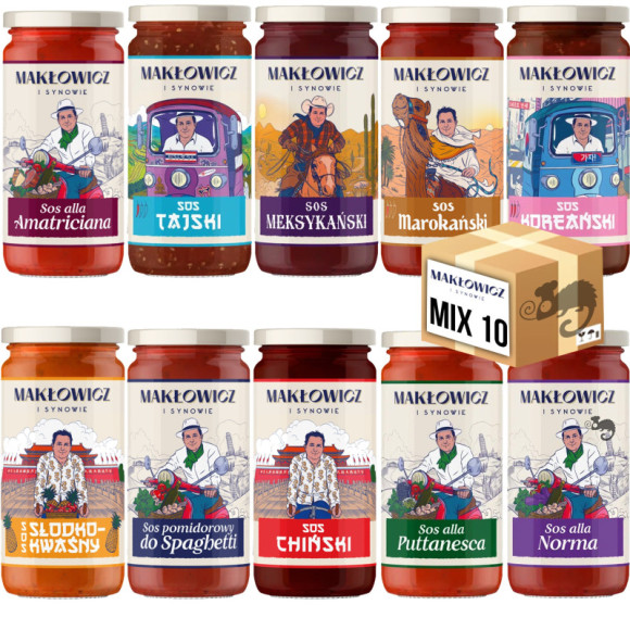 MAKŁOWICZ SOS SOSY DO RYŻU MAKARONU SPAGETTI zestaw MIX 10 SMAKÓW 400G 4KG MAKŁOWICZ SOS SOSY DO RYŻU MAKARONU SPAGETTI zestaw MIX 10 SMAKÓW 400G 4KG