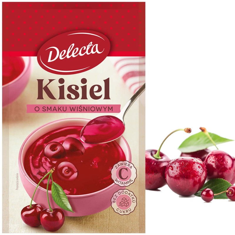Delecta KISIEL WIŚNIOWY bez dodatku cukru 38G KRÓTKA DATA