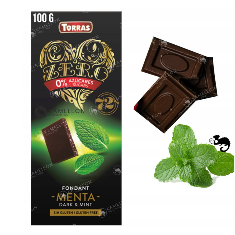 CZEKOLADA GORZKA Z MIĘTĄ BEZ CUKRU GLUTENU 100G torras mięta