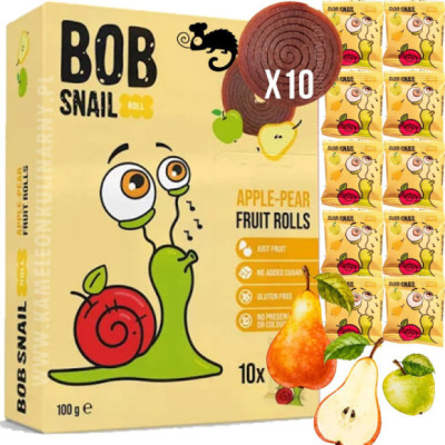 ŚLIMAK BOB SNAIL przekąska owocowa BEZ CUKRU JABŁKO GRUSZKA 10g x10 100G