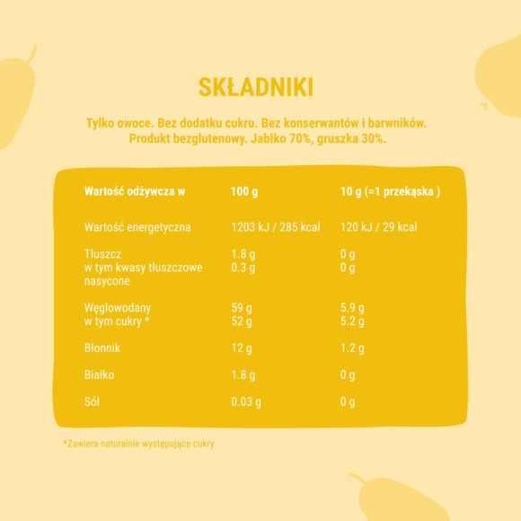 ŚLIMAK BOB SNAIL przekąska BEZ CUKRU JABŁKO GRUSZKA 10g x40szt 100G x4 ŚLIMAK BOB SNAIL przekąska BEZ CUKRU JABŁKO GRUSZKA 10g x40szt 100G x4