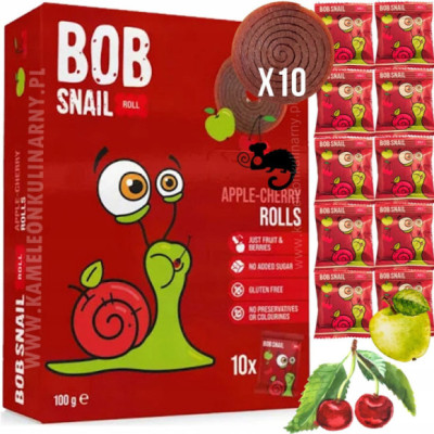 ŚLIMAK BOB SNAIL przekąska owocowa BEZ CUKRU JABŁKO WIŚNIA 10g x10 100G