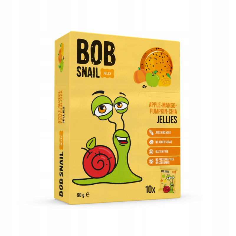ŚLIMAK BOB PRZEKĄSKA GALARETKA OWOCOWA Jelly JABŁKO MANGO DYNIA CHIA 90G