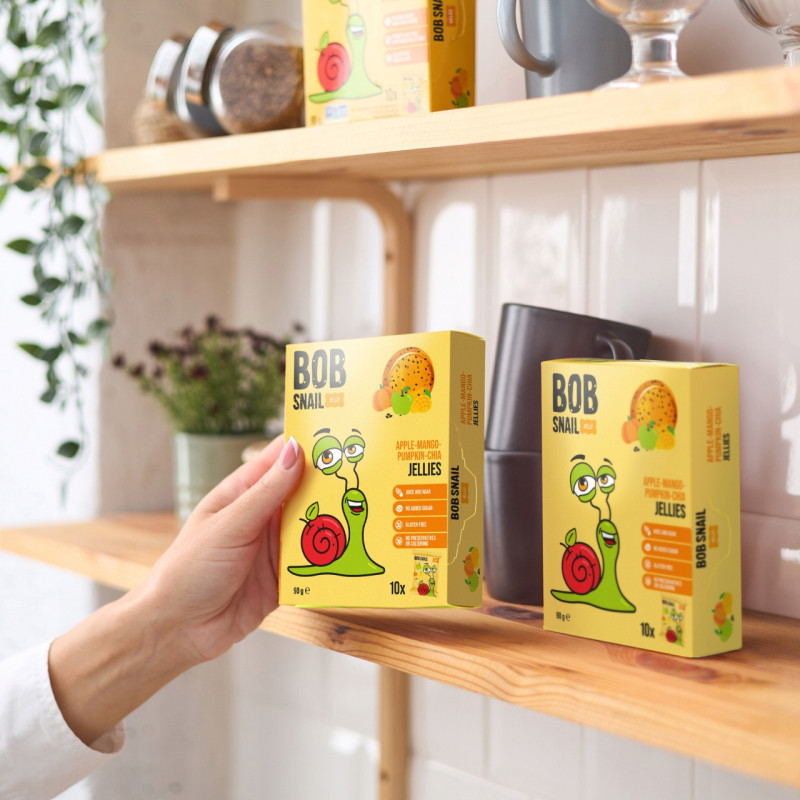 ŚLIMAK BOB PRZEKĄSKA GALARETKA OWOCOWA Jelly JABŁKO MANGO DYNIA CHIA 90G