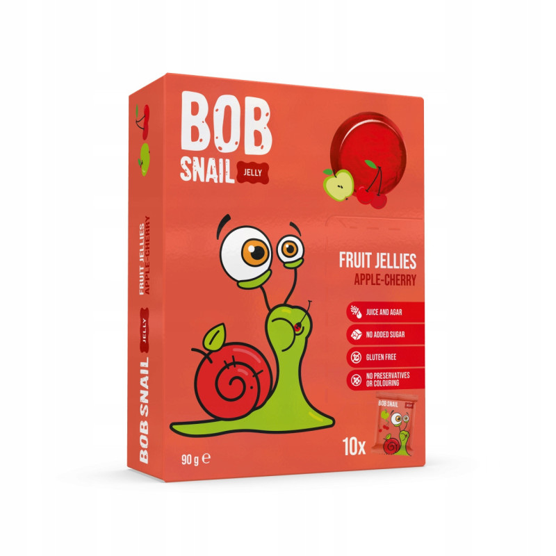 ŚLIMAK BOB PRZEKĄSKA GALARETKA OWOCOWA Jelly JABŁKO WIŚNIA 90G 10X9G