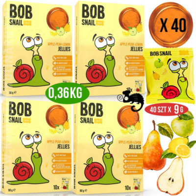 ŚLIMAK BOB PRZEKĄSKA GALARETKA OWOCOWA Jelly JABŁKO GRUSZKA CYTRYNA 90G x 4