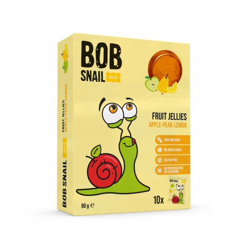 ŚLIMAK BOB PRZEKĄSKA GALARETKA OWOCOWA Jelly JABŁKO GRUSZKA CYTRYNA 90G x 4