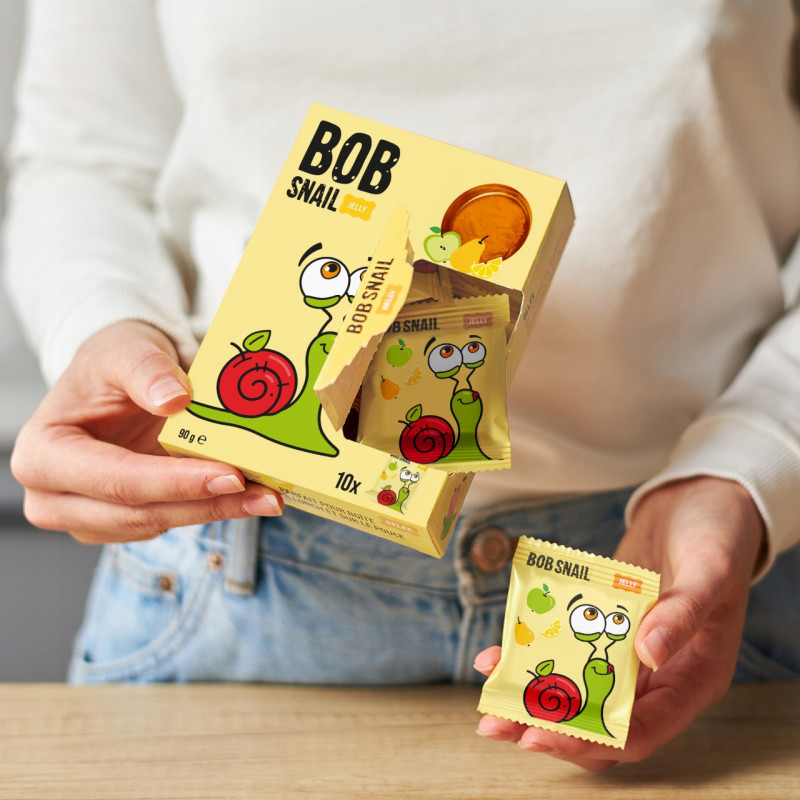 ŚLIMAK BOB PRZEKĄSKA GALARETKA OWOCOWA Jelly JABŁKO GRUSZKA CYTRYNA 90G x 4