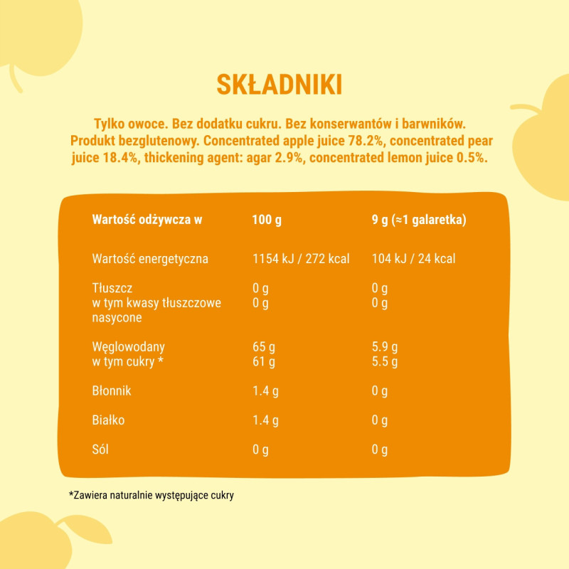 ŚLIMAK BOB PRZEKĄSKA GALARETKA OWOCOWA Jelly JABŁKO GRUSZKA CYTRYNA 90G x 4