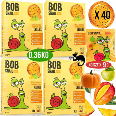 ŚLIMAK BOB PRZEKĄSKA GALARETKA OWOCOWA Jelly JABŁKO MANGO DYNIA CHIA 90G x4