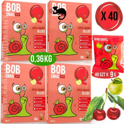 ŚLIMAK BOB PRZEKĄSKA GALARETKA OWOCOWA Jelly JABŁKO WIŚNIA 90G X 4 SZTUKI