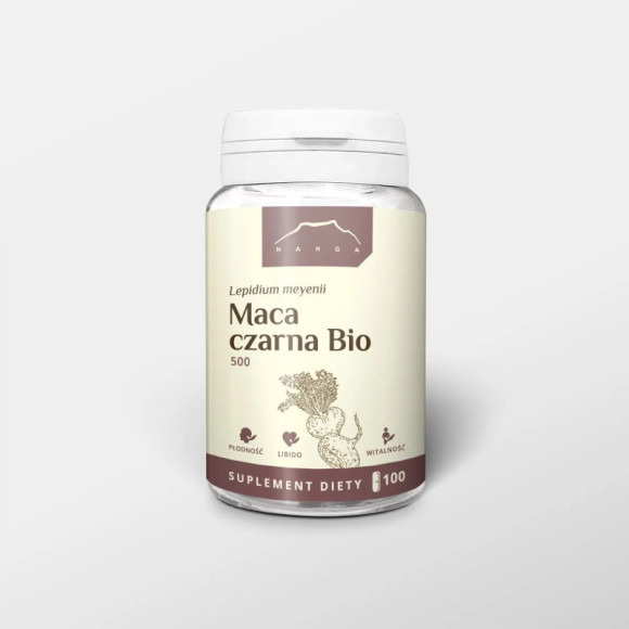 MACA CZARNA BIO 500MG 100kapsułek NANGA wspracie: płodność libido witalność MACA CZARNA BIO 500MG 100kapsułek NANGA wspracie: płodność libido witalność