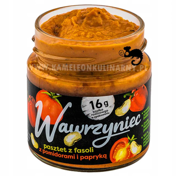 WAWRZYNIEC HIGH PROTEIN PASZTET BIAŁKOWY Z FASOLI Z POMIDORAMI PAPRYKĄ 180g WAWRZYNIEC HIGH PROTEIN PASZTET BIAŁKOWY Z FASOLI Z POMIDORAMI PAPRYKĄ 180g