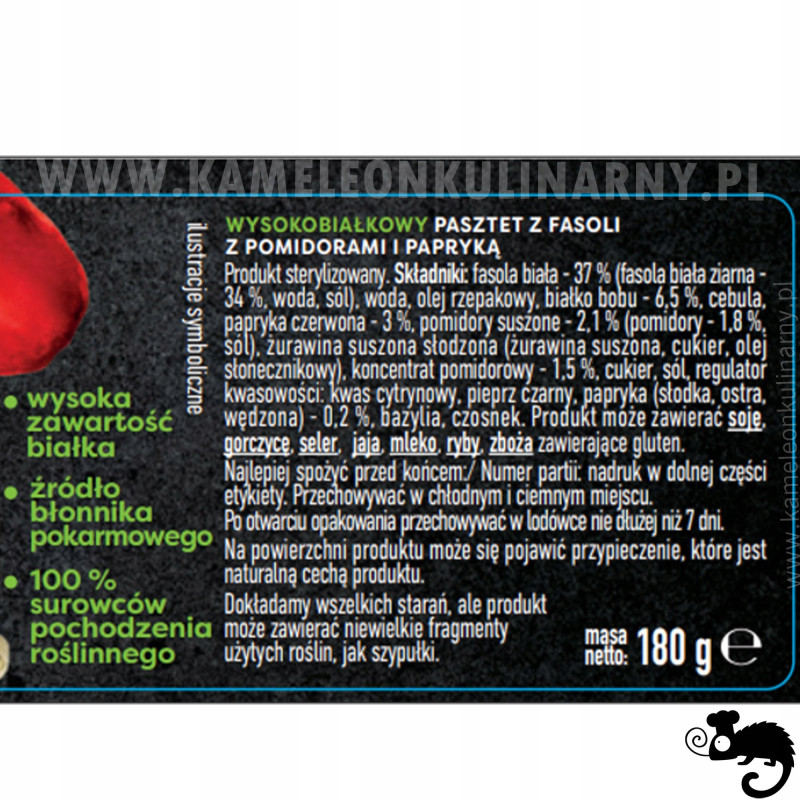 WAWRZYNIEC HIGH PROTEIN PASZTET BIAŁKOWY Z FASOLI Z POMIDORAMI PAPRYKĄ 180g