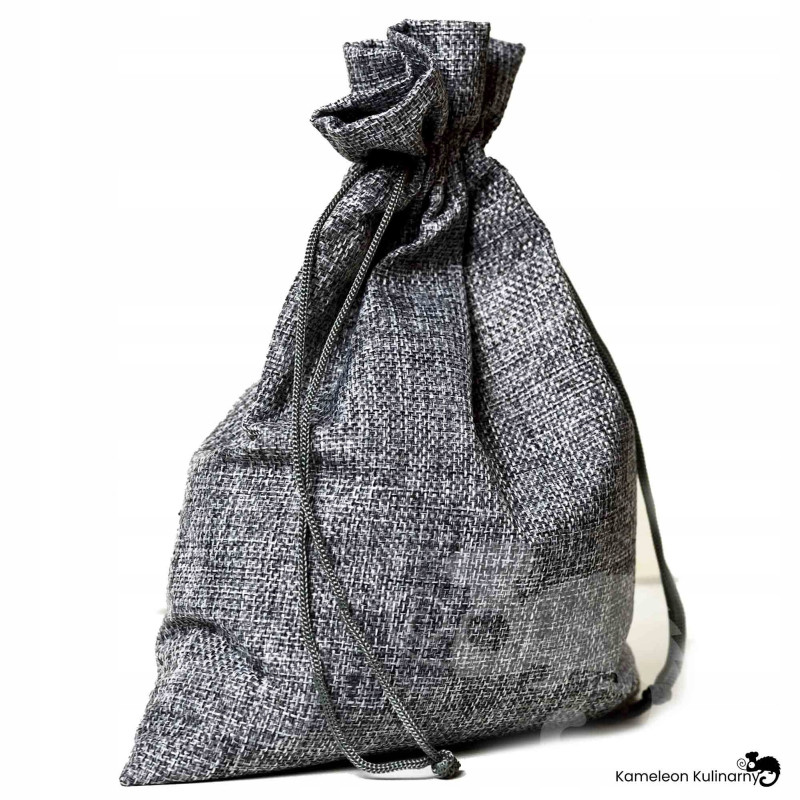 WOREK JUTOWY Z JUTY SZARY ozdobny MOCNY NA PREZENTY PRODUKTY SYPKIE 26x35cm