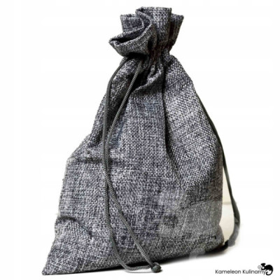 WOREK JUTOWY Z JUTY SZARY ozdobny MOCNY NA PREZENTY PRODUKTY SYPKIE 26x35cm