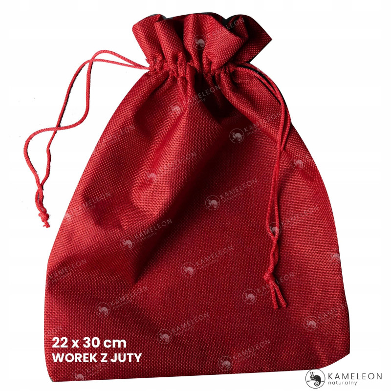 WOREK JUTOWY Z JUTY CZERWONY ozdobny MOCNY 26x35