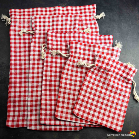WOREK WORECZEK BAWEŁNIANY 15x20 kratka CZERWONY WOREK WORECZEK BAWEŁNIANY 15x20 kratka CZERWONY