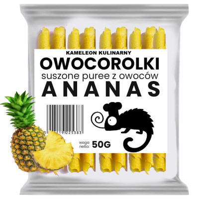 ROLLSY OWOCOWE OWOCOROLKI ROLKI ANANASOWE Ananas Przekąska dla DZIECI 50g